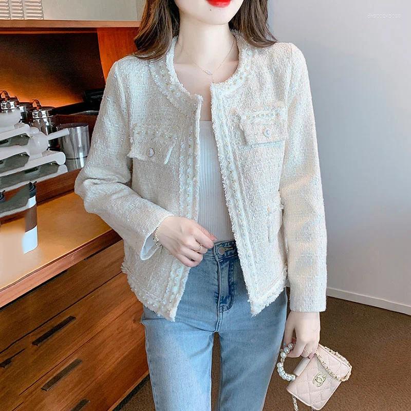Jackets para mujeres 2025 Fragancia francesa Abrigo corto Autumn Temperament All-Patch Avanzed Sense Tweed Clothy Women Chaqueta