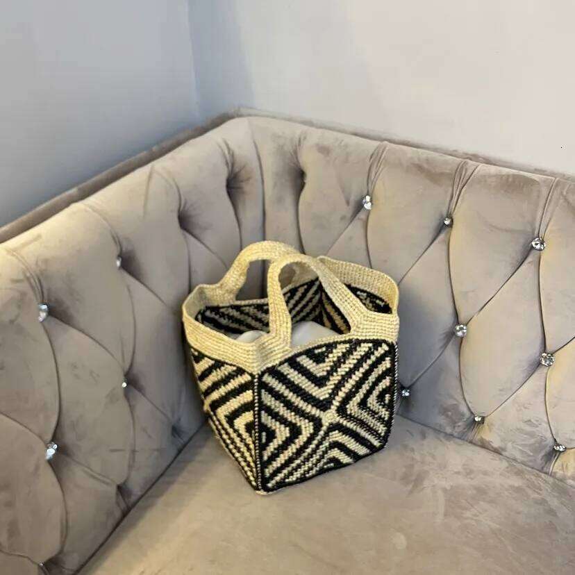 Women Lafite Straw Tote small Vintage Vacation Shoulder Everything Casual Handbag Designer Hollow Summer Beach Bag