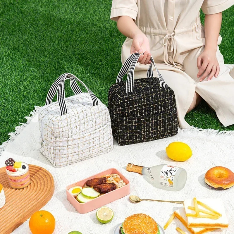 Ins Fashion Tote Lunchbox Thermal Bag Women Men Bento Storage Insulated Lunch Bag Portable Cooler Picnic Insulation Bags Handbag 250723