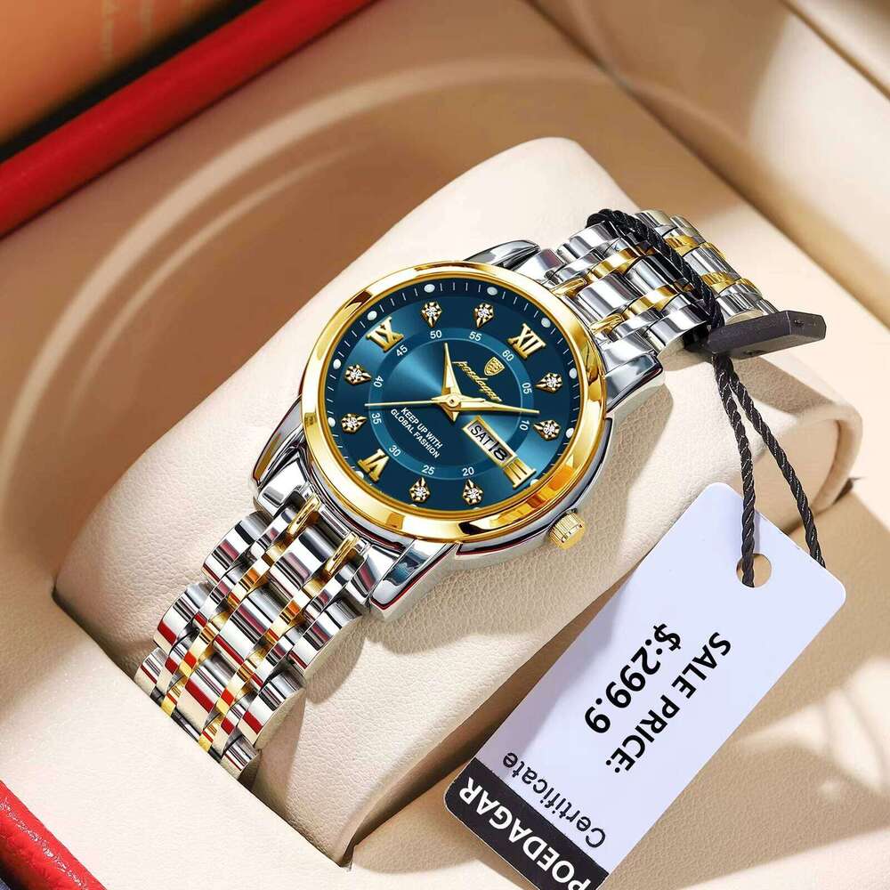 DHwatches POEDAGAR Hot Selling Waterproof Women Wristwatch Stainless Steel Luminous Date Week Ladies Quartz Watches