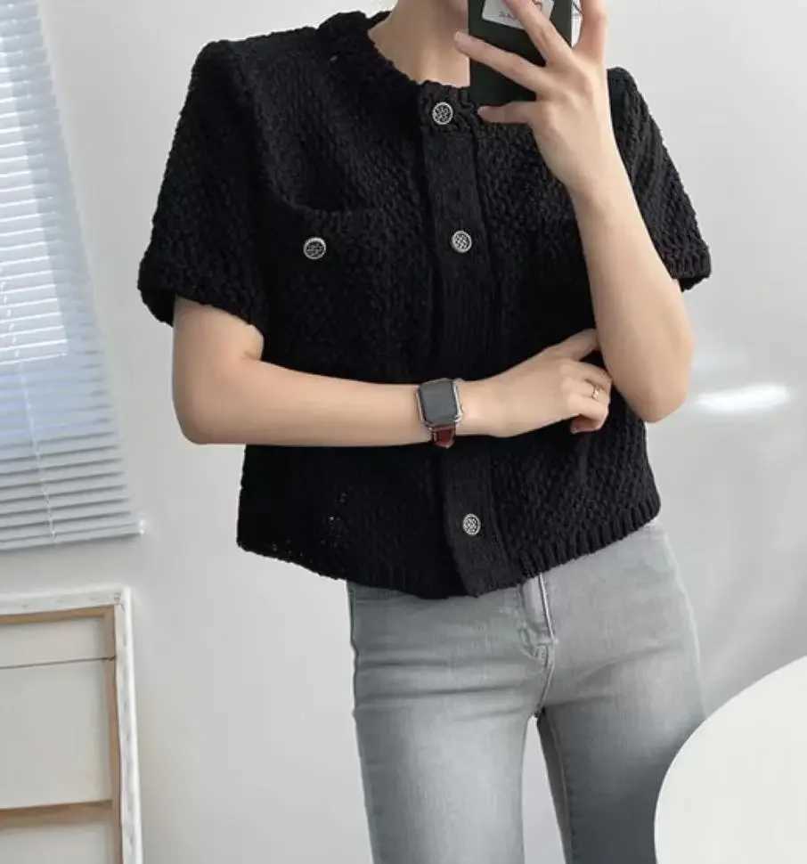 Neploe Korean Cardigan Women Clothing Short Sleeve Single Breasted Sweater O Neck Knit Black Tops 2025 Fashion White Coat Femme X250724