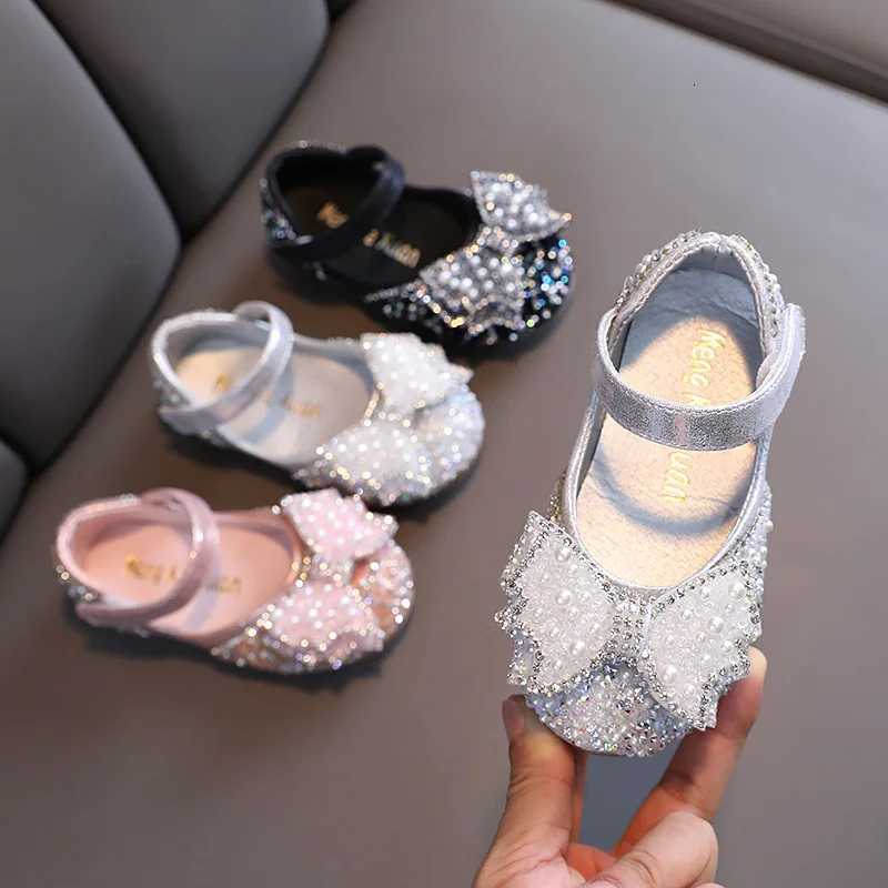 Autumn Girls Leather Shoes Princess Square Rhinestone Bow Single Shoes Fashion Children Performance Wedding Shoes G14 XJ250724
