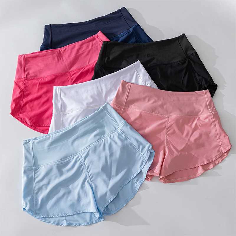 Running Yoga Shorts Women High Waisted Athletic Shorts Lined Workout Zipper Pocket Shorts Femme Sportswear Summer Pants Gym Wear XJ250724