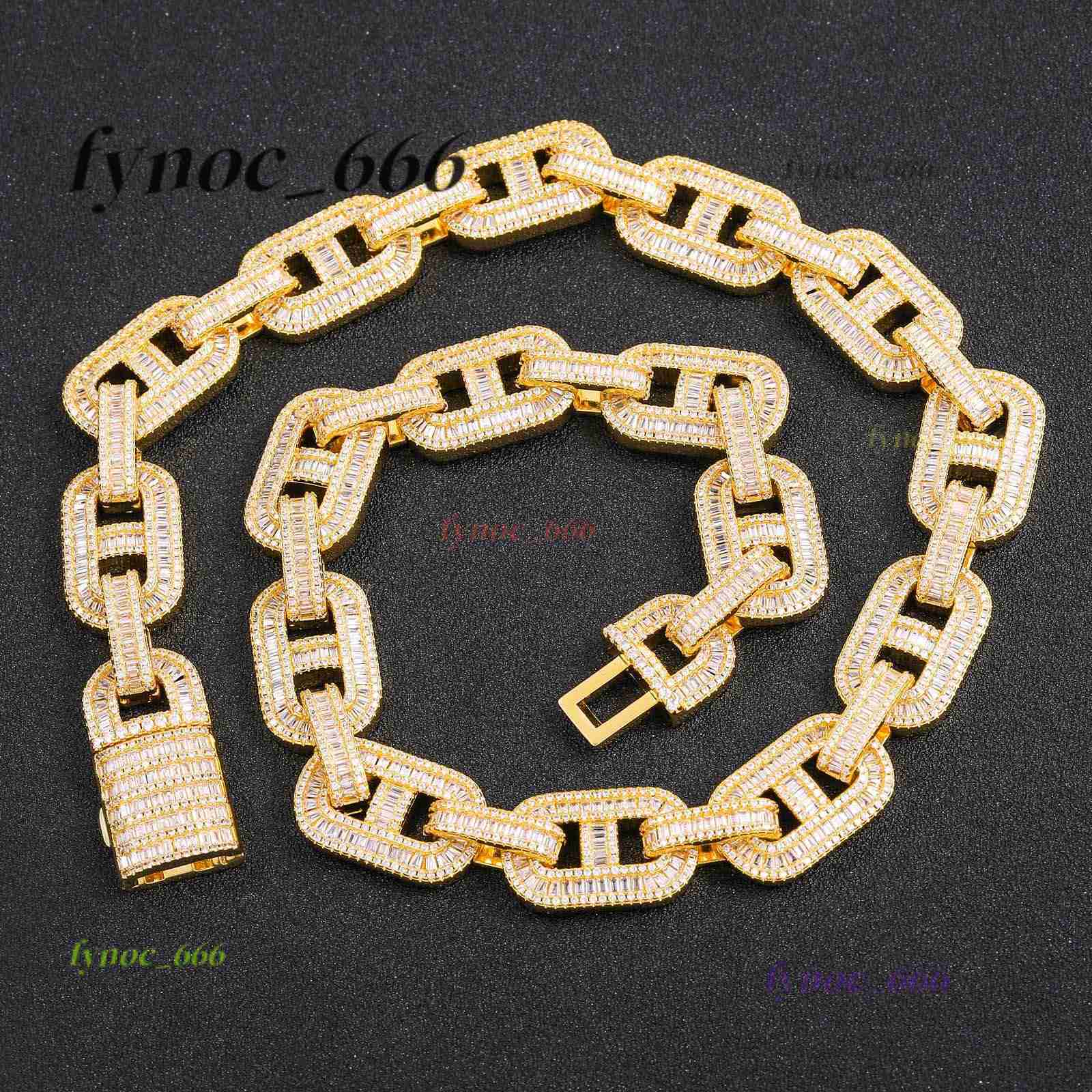 15mm Moissanite Cuban Link Chain 14K White Gold Three Tone VVS Best High-Polished Silver Icedout Chain for Pearl Necklaces
