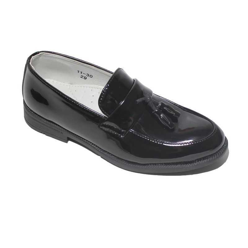 2023 Boys Shoes for Children Teenagers for Weddings Performance Shows Stage Black Casual Flats Kids Patent PU Leather Shoes Soft XJ250724