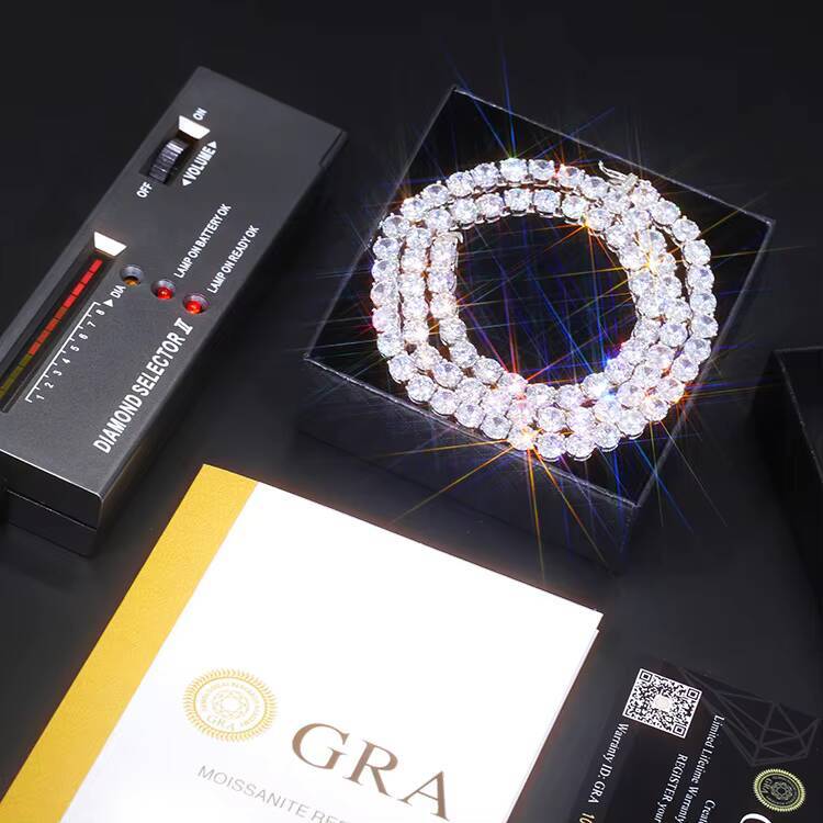 Wuzhou RTS 18K Gold Plated 2mm---6.5mm S925 Silver Women Men Hip Hop Diamond Necklace GRA Moissanite Tennis Chain Jewelry