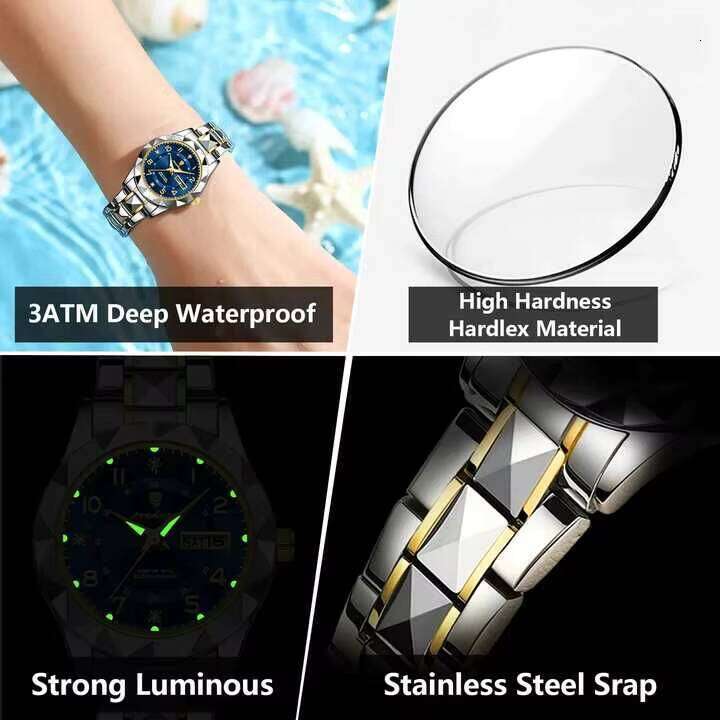 DHwatches POEDAGAR Ladies Dress Watch Luminous Waterproof Week Date Woman Wristwatch Stainless Steel Women Quartz Watches
