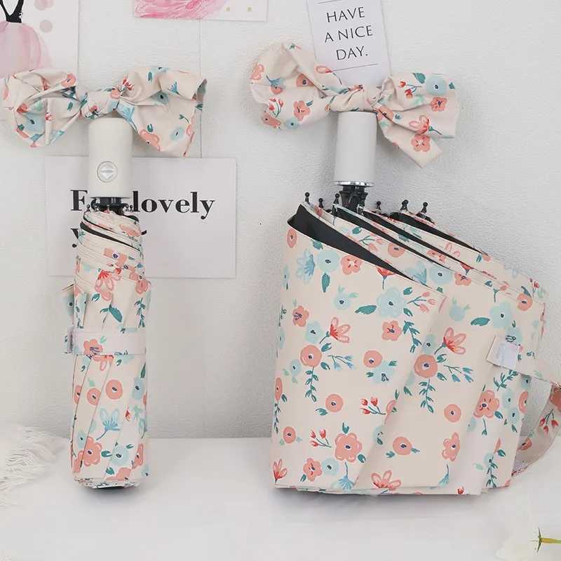 Fresh Flowers and Rain Dual-purpose Parasol Automatic Umbrella for Women with High-end Ultraviolet Sun Protection Sun Umbrella R250724