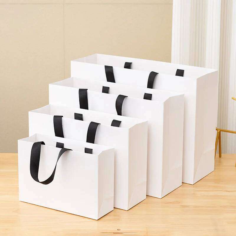 10pcs Paper Custom Clothing Store Handbag Printed Gift Cosmetic Shirt Jacket Product Packaging Bag