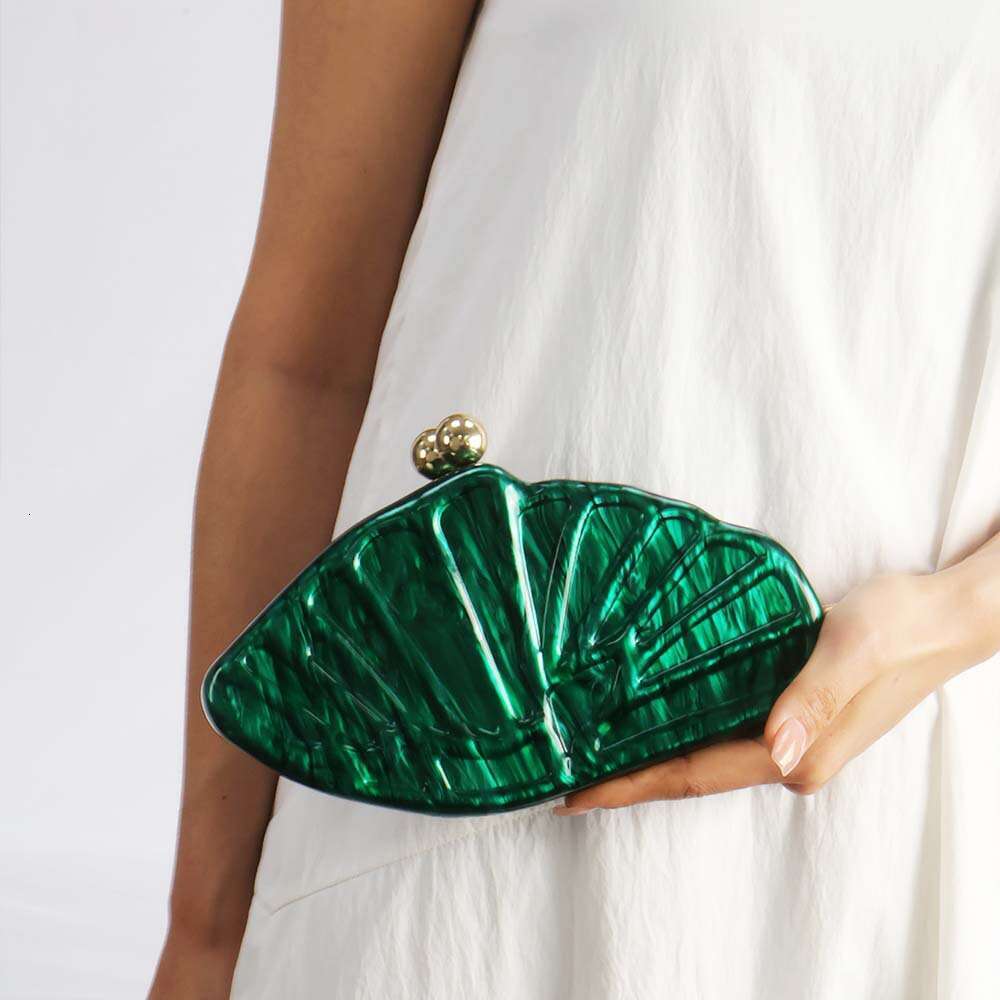 Designer Luxury Evening Diamond Women's New Crossbody Shell Fan-shaped Acrylic Bag Fashion Wedding Evening Clutch