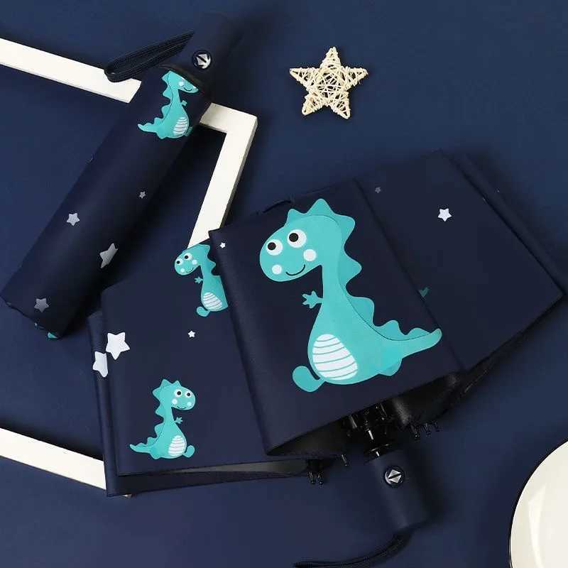 Automatic Umbrella Cute Dinosaur Automatic Children Umbrella Sunshade Thickening and Durable Travel Folding Automatic Umbrella R250724