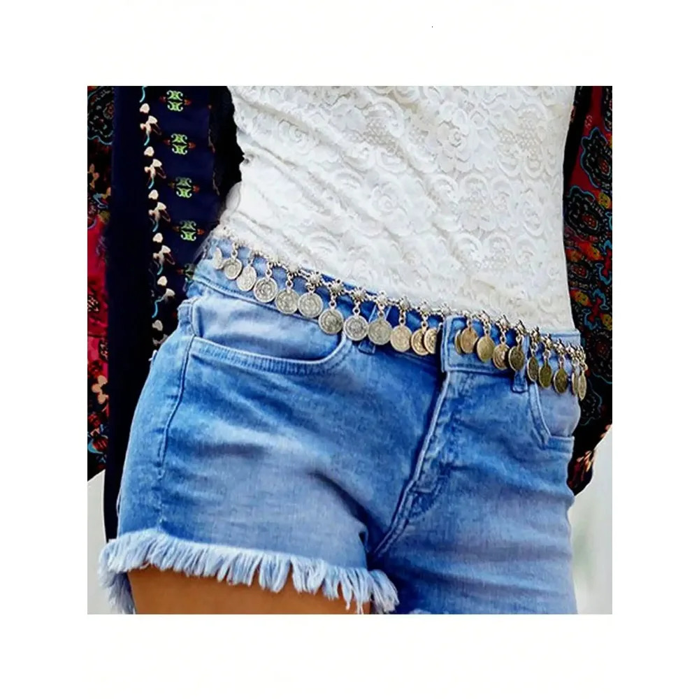 Bohemian Tassel Waist Chain For Women Vintage Metal Coin Pendant Beach Bikini Latin Dance Belt 250722