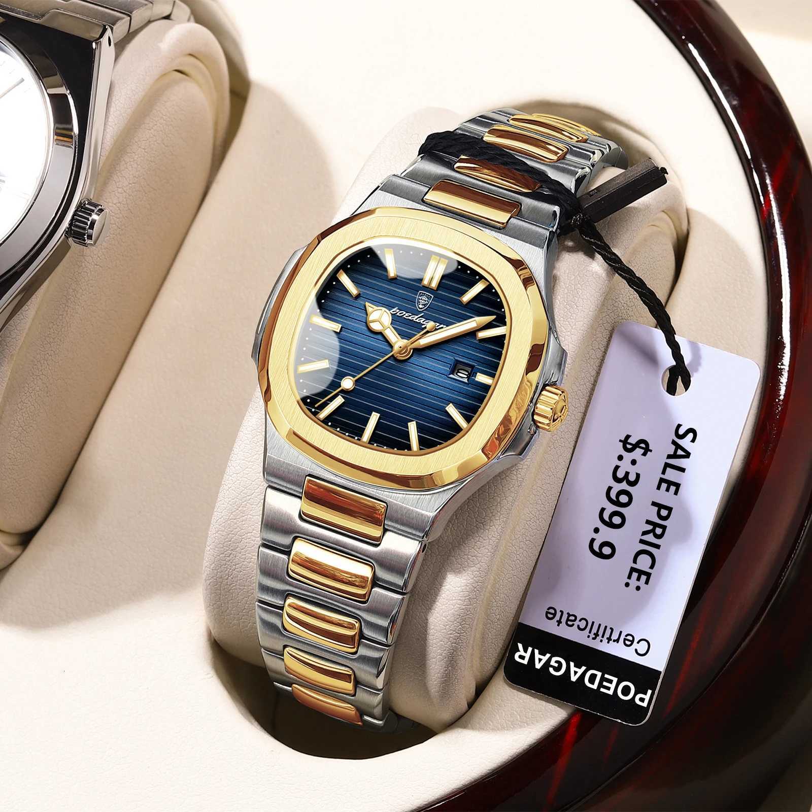POEDAGAR Luxury Square Watch for Women Waterproof Luminous Date Ladies Watch Stainless Steel Quartz Womens Watches Female Reloj W250724