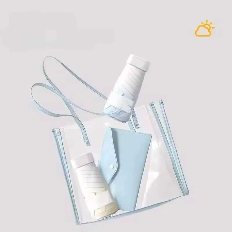 Mini Sunproof 6 Folding Umbrella Sunscreen UV Vinyl Small Sunny and Rainy Umbrella for Women Men Pocket Graduated Color Sunshade R250724