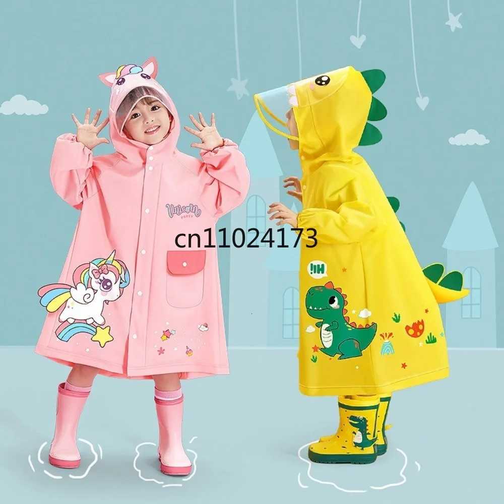 1Pcs Children Raincoat Waterproof Hooded Poncho with Extended Visor for Boys Girls Kindergarten Kids School Backpack Rainwear R250724