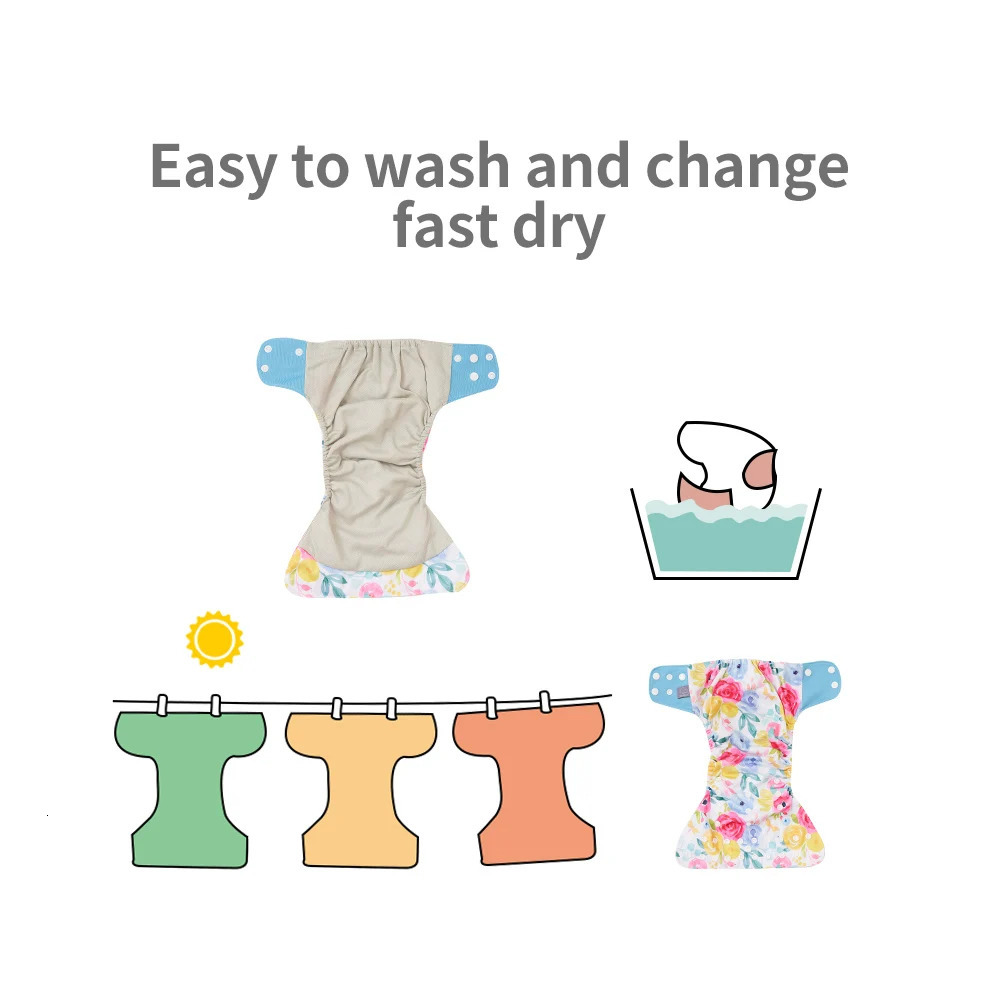 8 PcsSet Pocket Diapers One Size Or With Pcs Adjustable Insert Cloth Nappy For Baby Girls Boys 250724