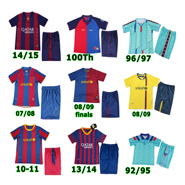 kids Retro barcalona soccer Jersey 96 97 98 99 00 05 06 07 08 09 10 11 14 15 kids kits Ronaldinho A.iniesta Xavi Rivaldo Henry A Iniesta Eto'o PUYOL Home Away Football Shirts