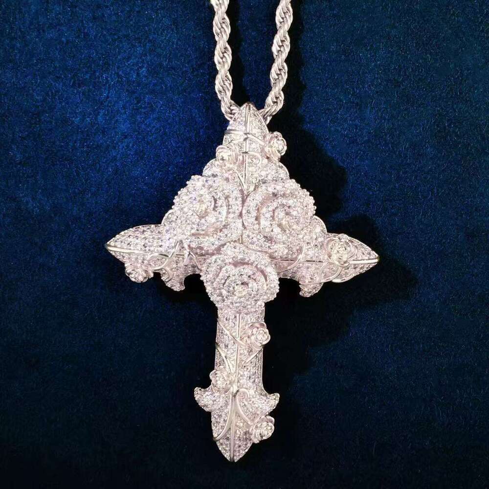 Hip Hop Jewelry Iced Out Cross for Cuban Link Chain Sier Moissanite Dia Charm Pendant