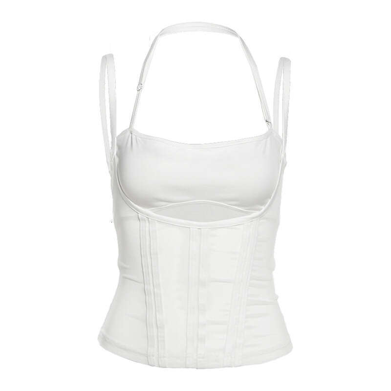 2025 Summer New Solid Color Slim Street Fashion Camisole Mesh Sexy Backless Vest Women's Clothing 742