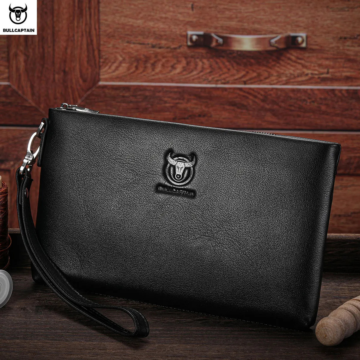 Bullcaptain Mens Long Wallet RFID Blocking Card Holder Mens Clutch Envelope Bag Business Casual Mens Underarm Bag Handbag 250723