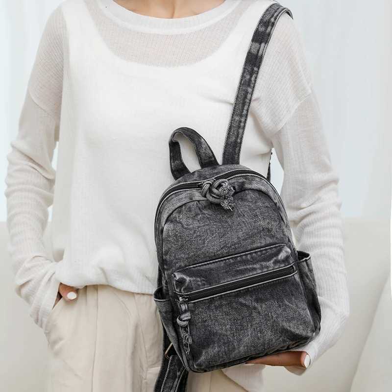 Persali Denim Backpack For Women Simple And Casual Small Backpack For College Students M Backpack Trend Travel Bag Y250724