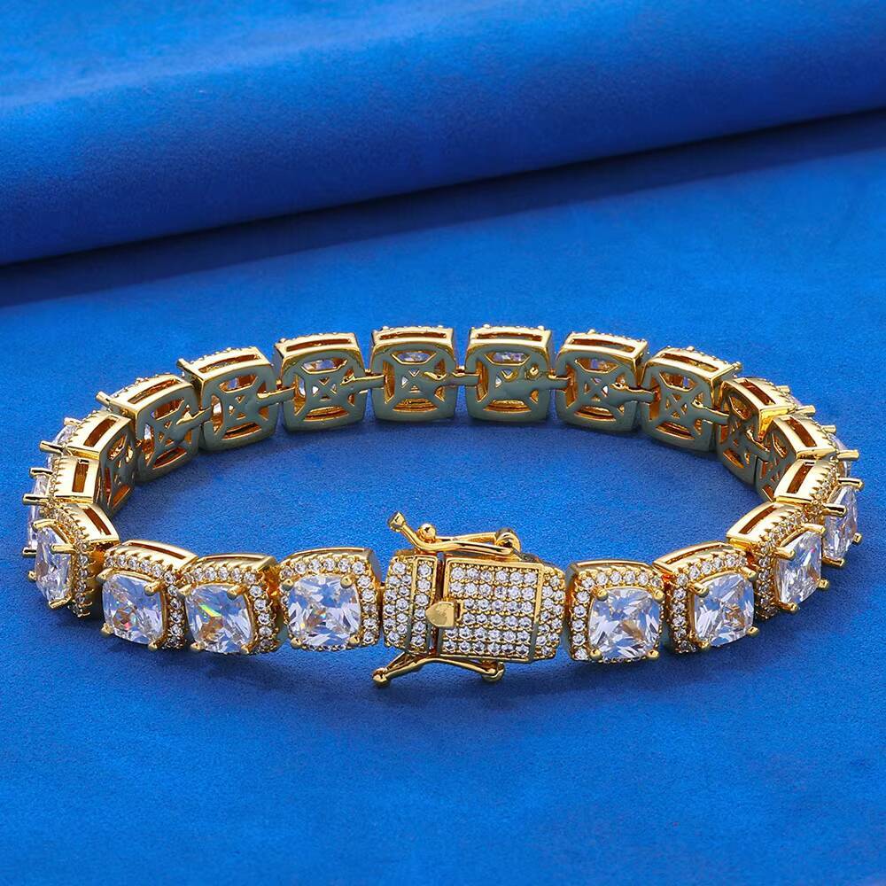 10mm Rock Sugar Diamond Chain S925 Silver Moissanite Customizable Hip Hop Bracelet for Men Fine Chain Link