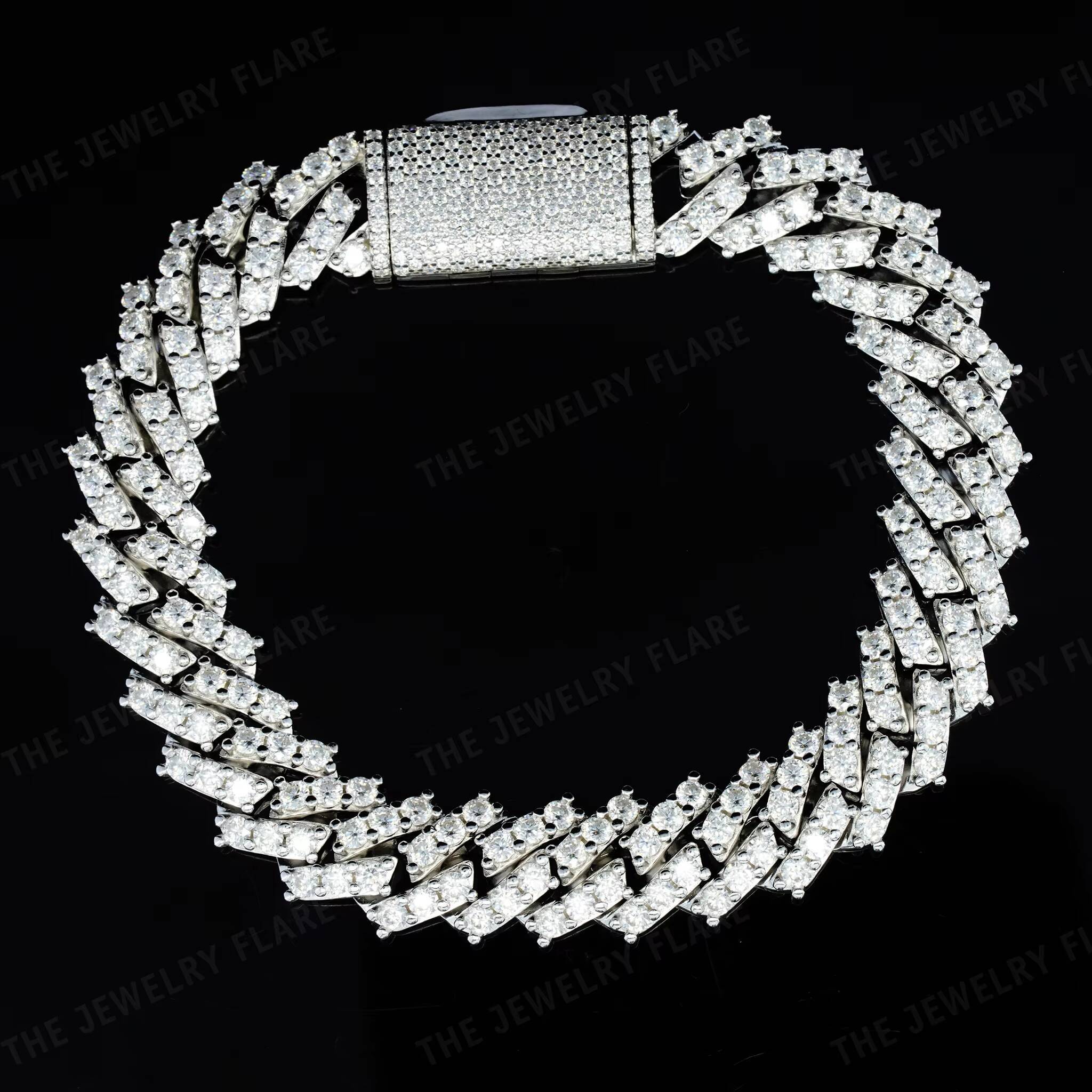Hot Sale 12mm 2row Vvs Moissnaite Iced Out Hip Hop Jewelry Moissanite Cuban Link Chain Bracelet Moissanite Jewelry for Men Women