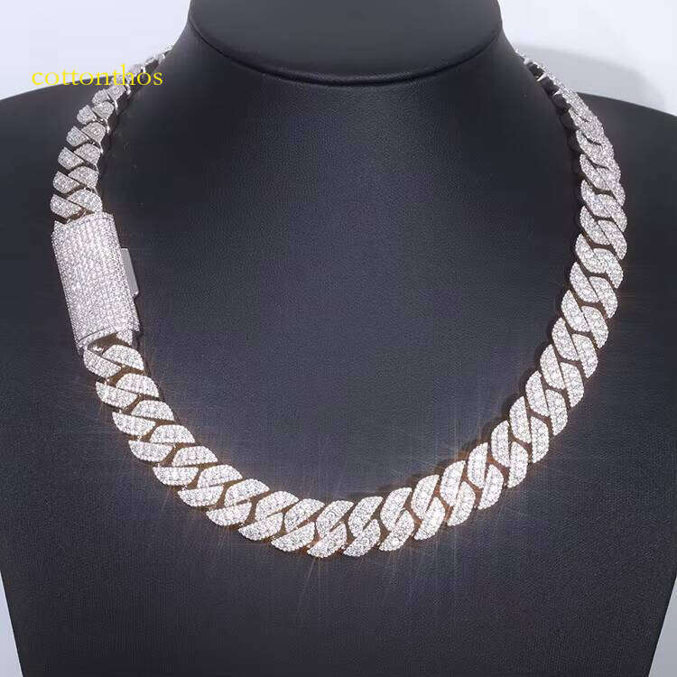 Factory Hot Selling Hip Hop 16mm Iced Out Vvs Moissanite Jewelry S Sier Cuban Link Chain Necklace