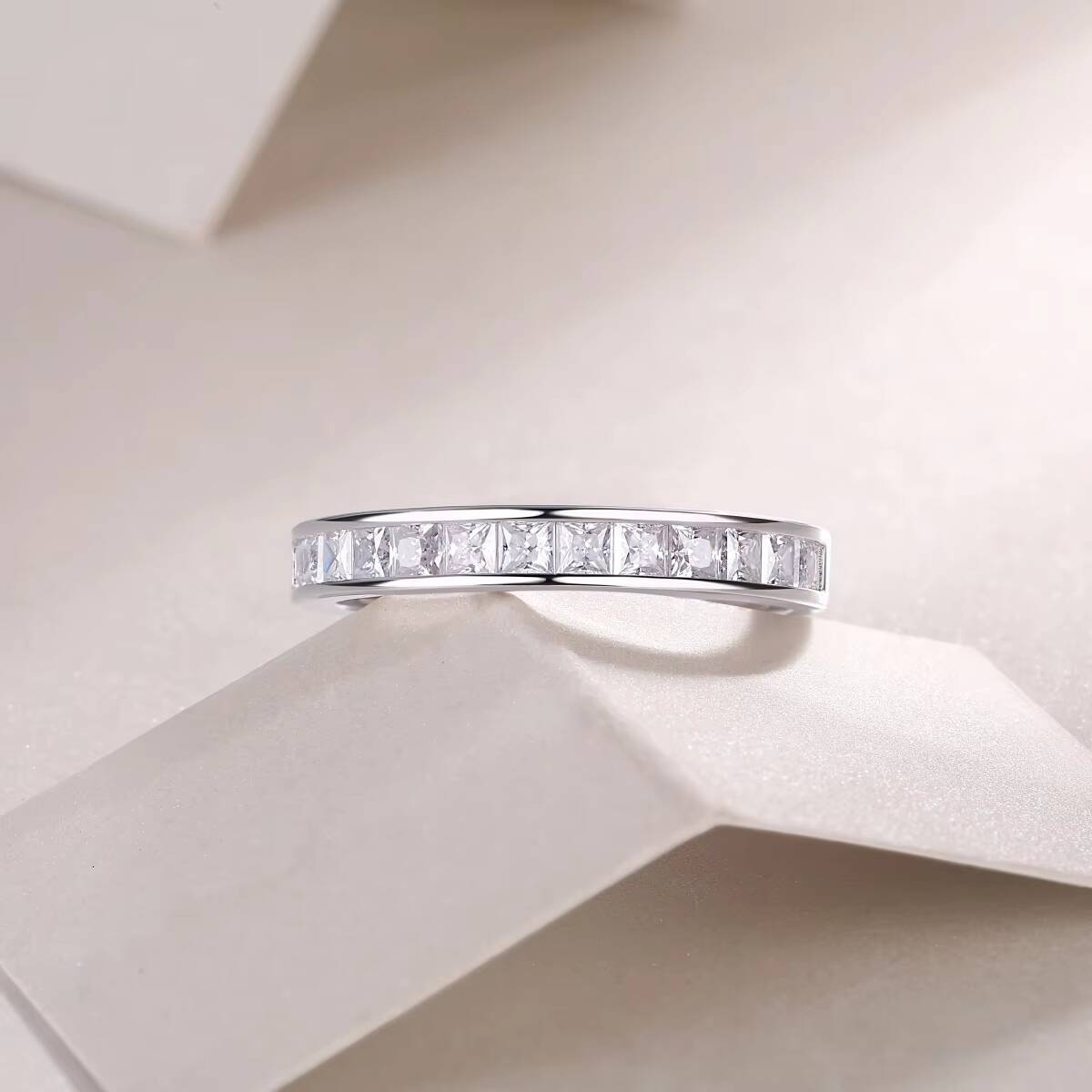Moissanite Hip Hop Ring 925 Sterling Silver Moissanite Ring Promise Engagement VVS Moissanite Ring