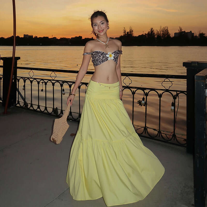 2025 Spring New Women's Street Style Leopard Print Sleeveless Vest Fashion Low Waist Skirt Set d33