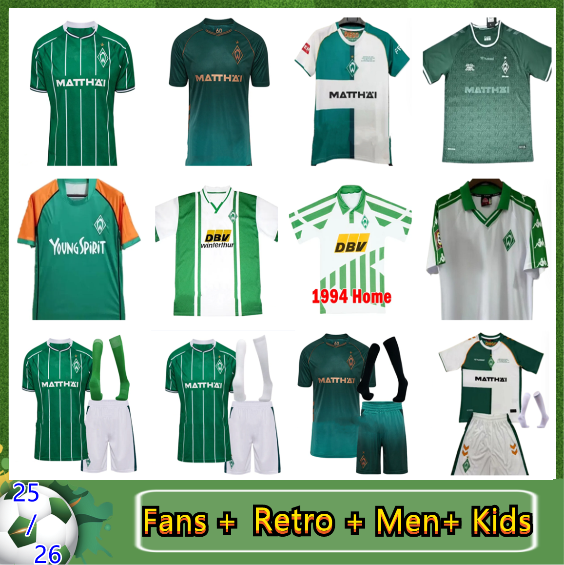 25 26 Werder Bremen DUCKSCH Soccer Jerseys 2025 2026 STARK FRIEDL PIEPER VELJKOVIC Retro 94 03 04 BITTENCOURT home away Men kids kit football shirt