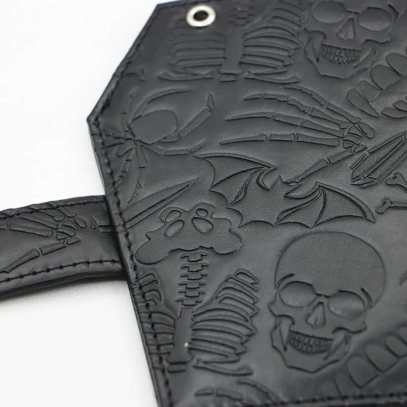 Dark Spooky Goth Vintage Embossed Skull Coffin Wallet Halloween Pattern Clutch PU Wallet Z250725