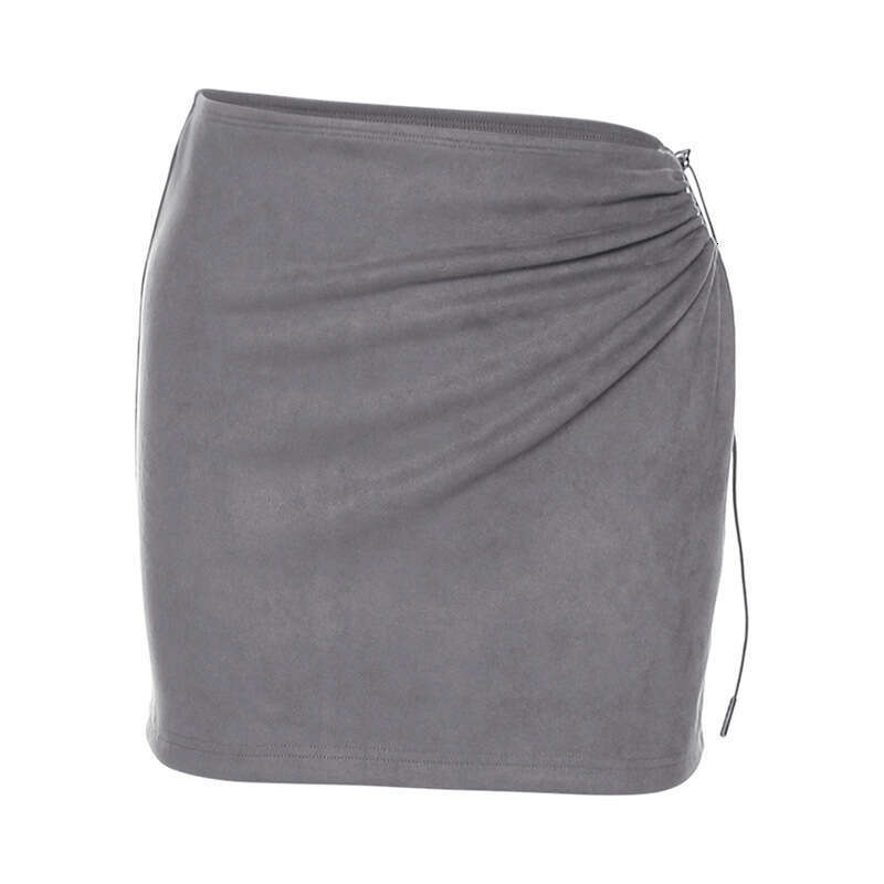 2023 Summer New Women's Solid Color Slim Fit Street Fashion High Waist Bodycon Drawstring Skirt 19d