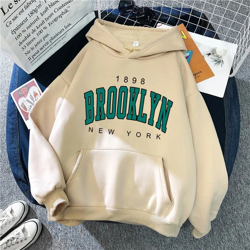 Spring and Autumn Winter Fleece Loose Womens Hoodie Selling Brooklyn Printed Couple Sweatshirt Coat 250725