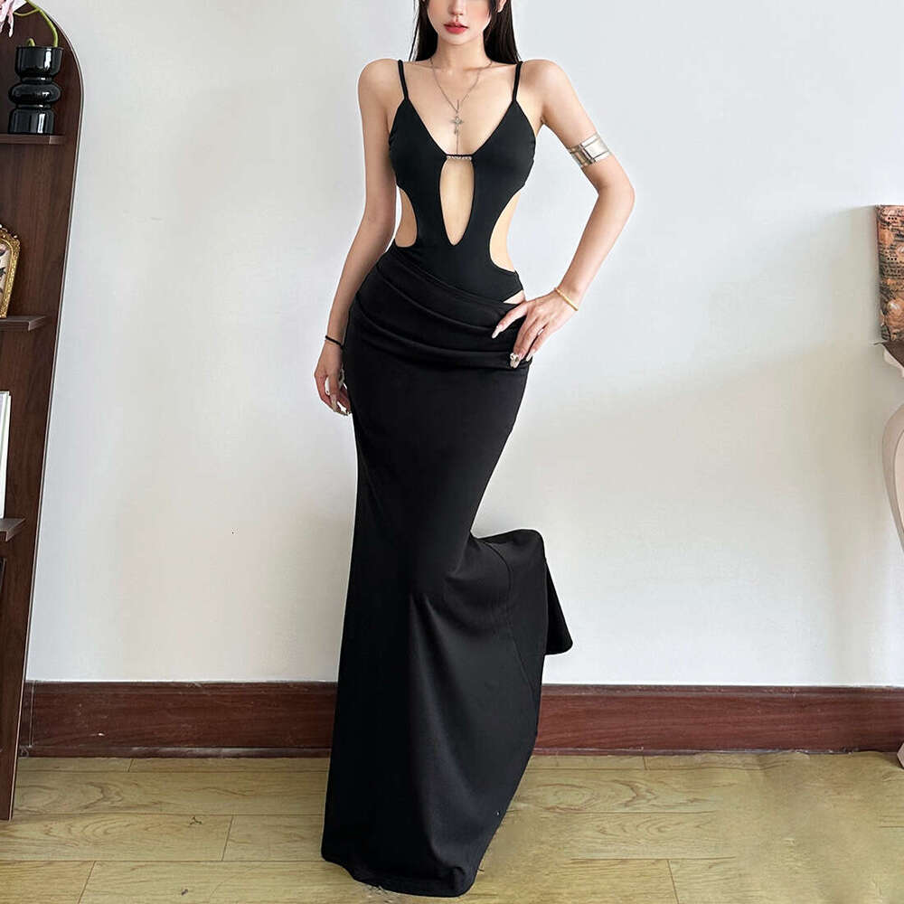 2025 Summer New Fashion Trend Hollow Sexy Jumpsuit High Waist Slim Fit Versatile Skirt 2c1
