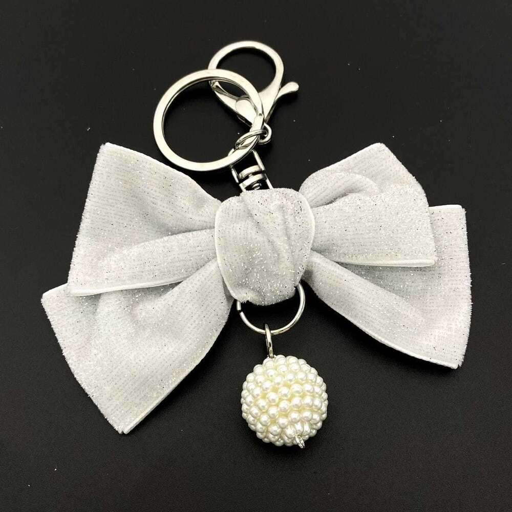 New Korean Style Fashion Veet Bow Keychain Pendant Creative Red Festive Gift Car Accessory