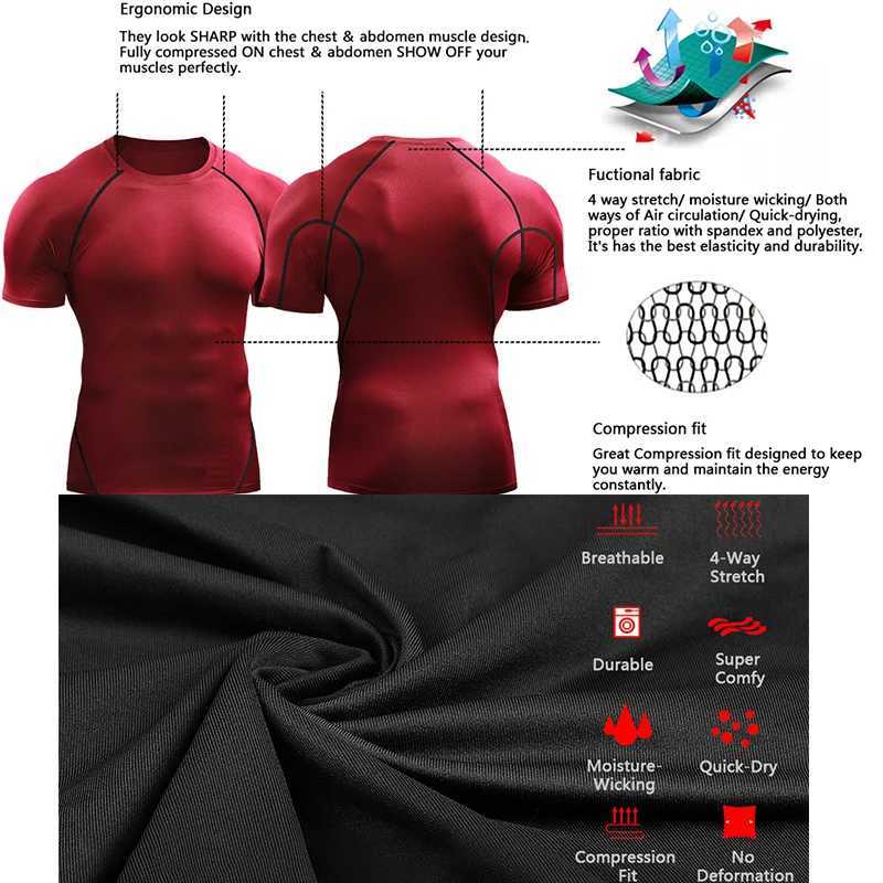 2025 Compression T Shirt Men Summer Sportswear Running T-shirt Elastic Quick Dry Sport Tops Tee Athletic Gym Workout Shirts Men Y250724