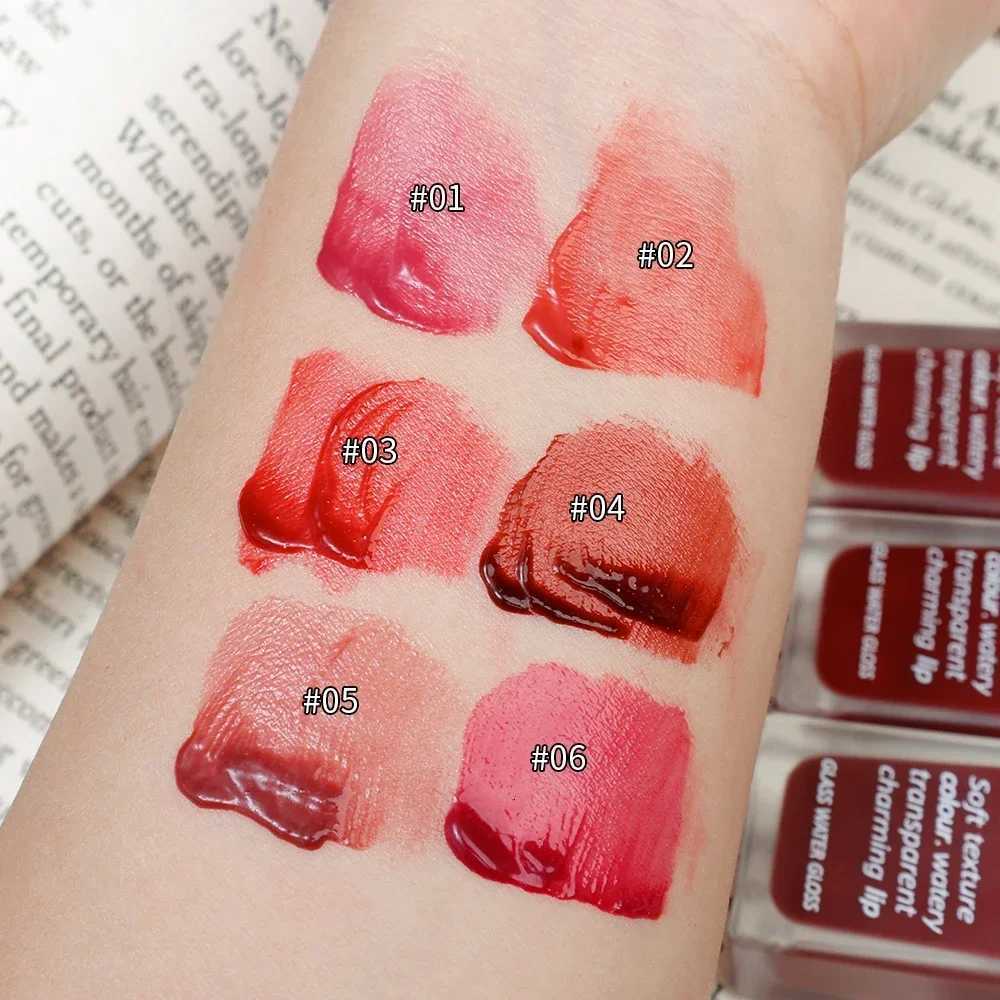 6 Color Water Mirror Gloss Lip Glaze Natural Lasting Hydrating Moisturizing Not Easy To Take Off Makeup Liquid Lipstick CosmeticXJ250724