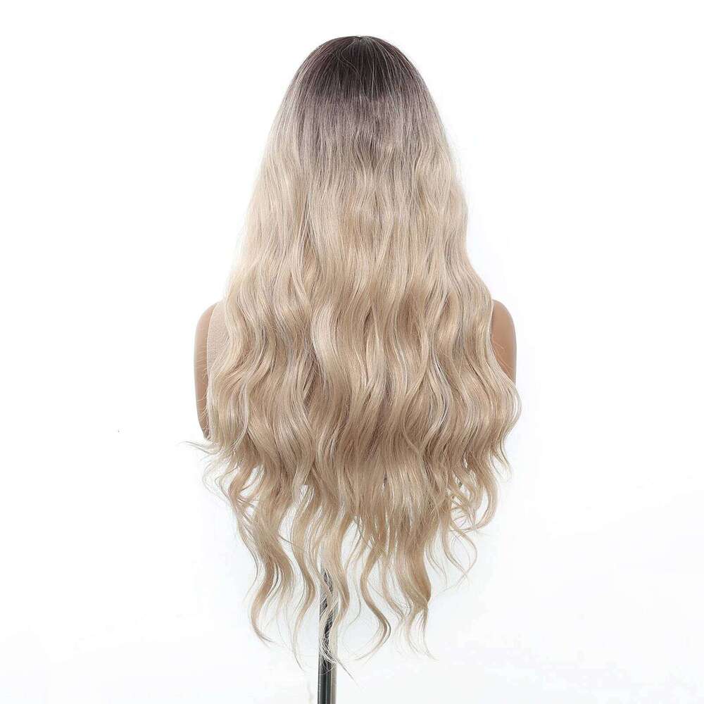 BlONDE UNICORN T Lace Synthetic Wig Ombre Dark Root to Blonde Curly Hair Women Wigs Daily Cosplay Natural Heat Resistant Fiber