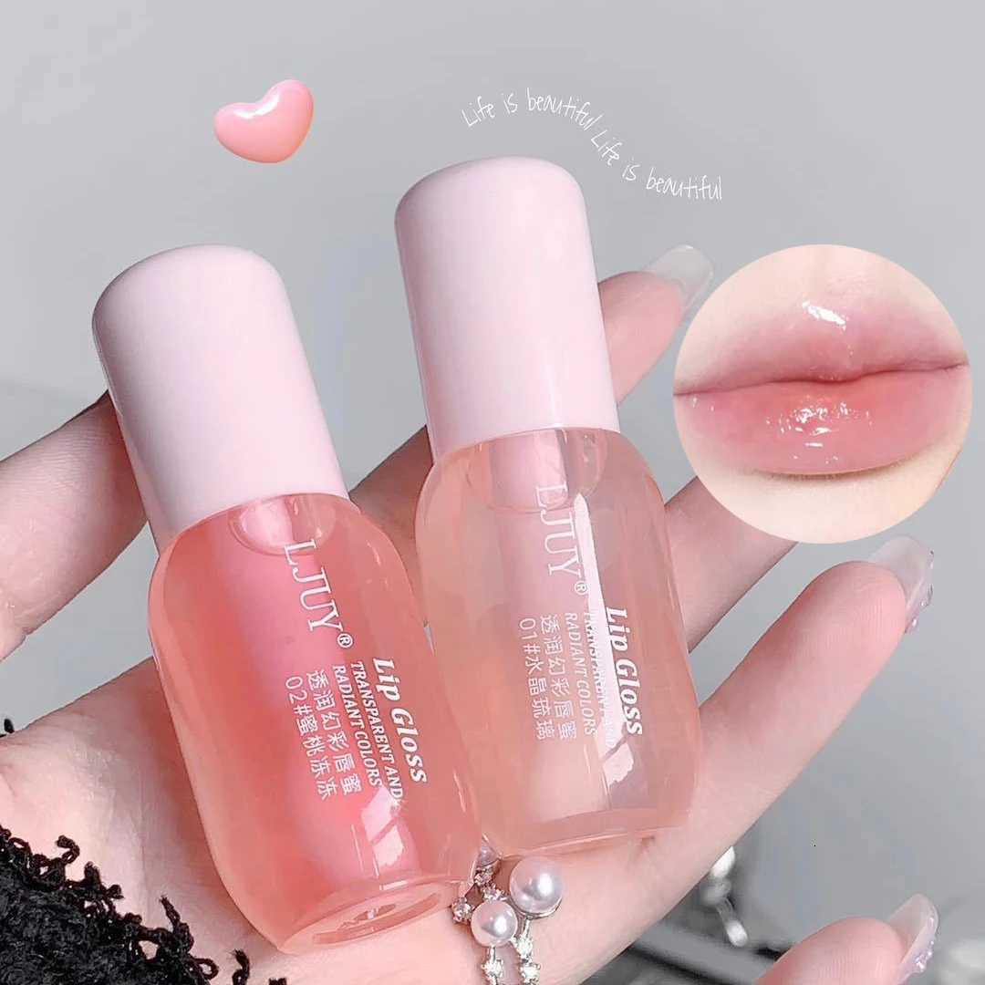 Fruit Crystal Jelly Lip Oil Hydrating Transparent Glass Lip Gloss Plumping Clear Lip Plumper Serum Lips Care Makeup CosmeticsXJ250724