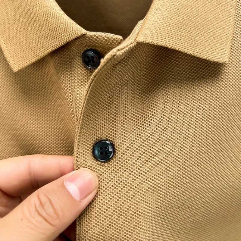 Mens Polo T-shirt 100% Cotton 2024 Summer Fashion Casual Short Sleeve Polo Shirt Lapel Wear Solid Color Top Tees XJ250725