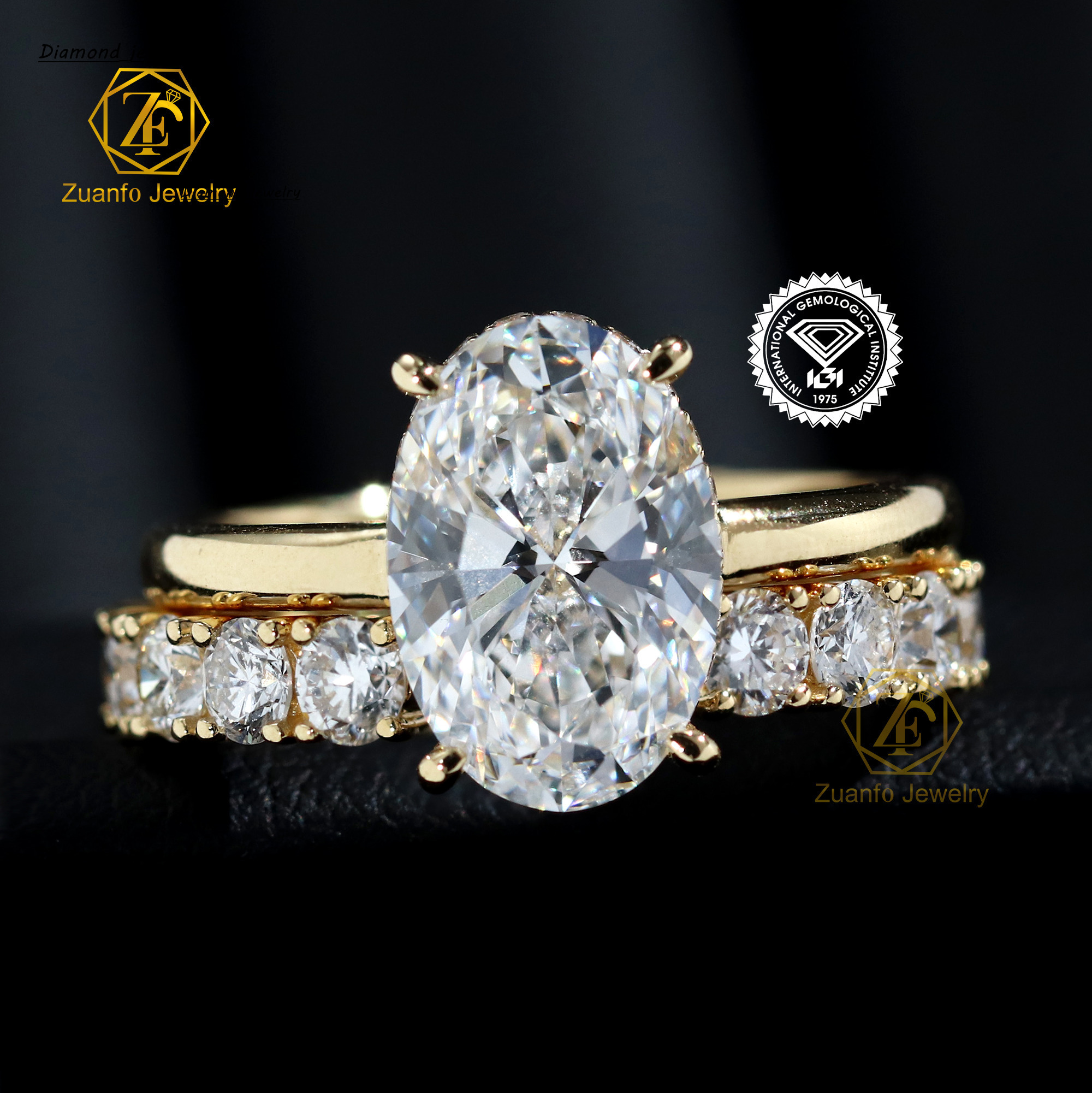 GIA IGI Certified Solid 14k 18k Gold Customizable Lab Grown Diamond Ring Set (1ct-5ct) for Men Women CVD HPHT Engagement Ring