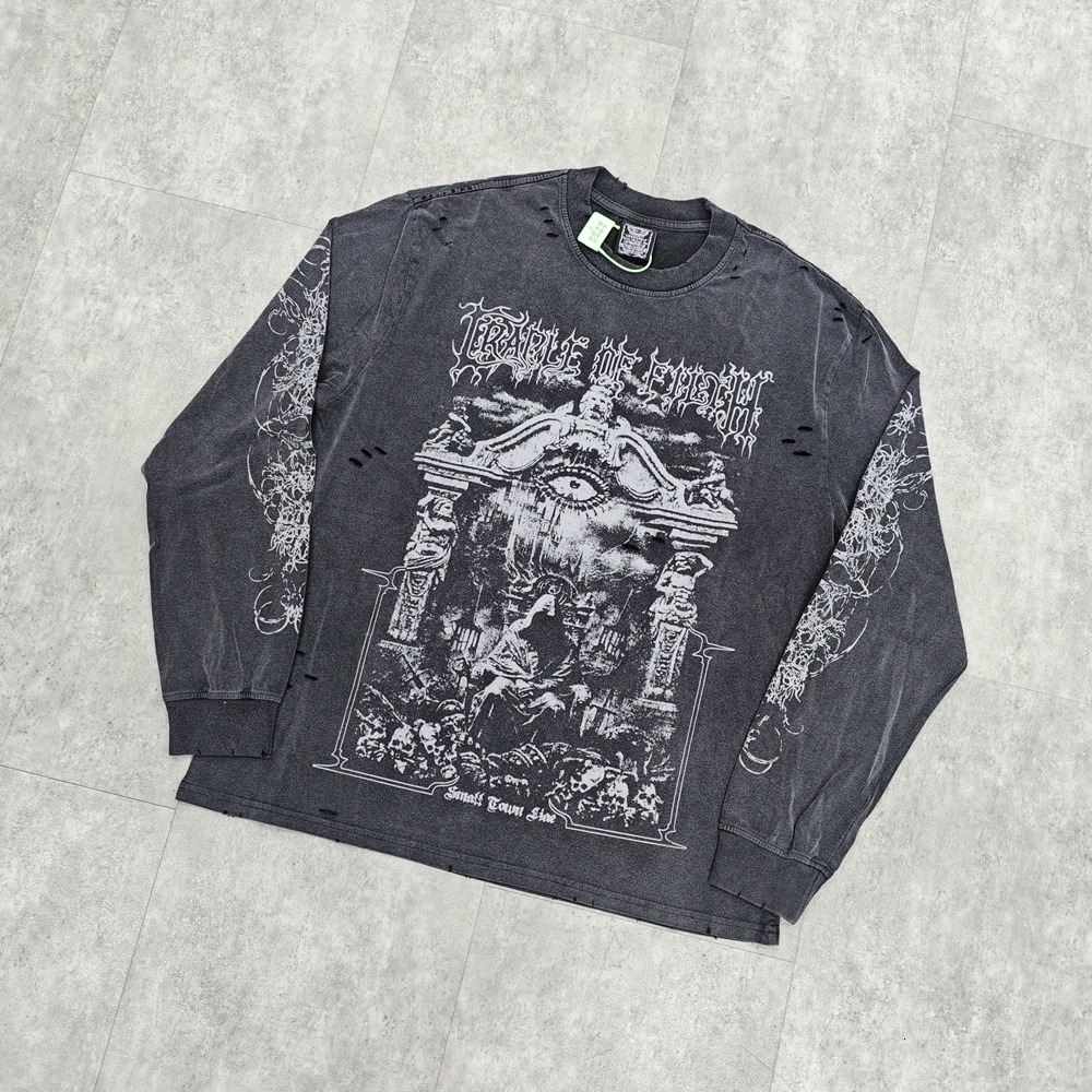 Yao Fashion Graphics Print Vintage Oversize Loose Retro Sport Long Sleeve Tops Tee Y2k 100% Cotton T Shirt For Men Unisex 250724