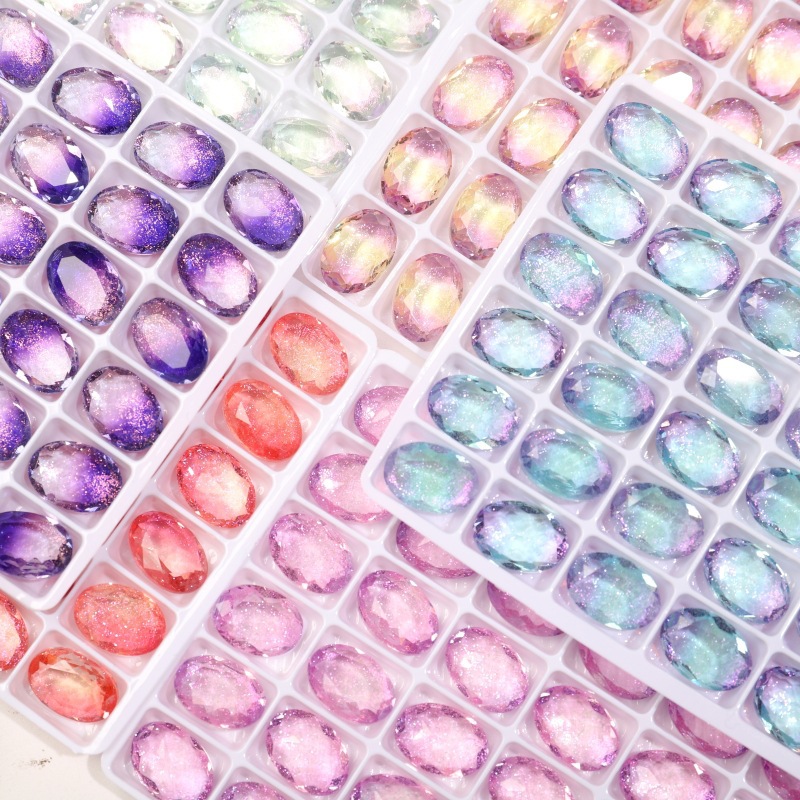 10 * 14MM Dan shaped tourmaline diamond glass nail drill pigeon egg gradient colorful pointed bottom diamond