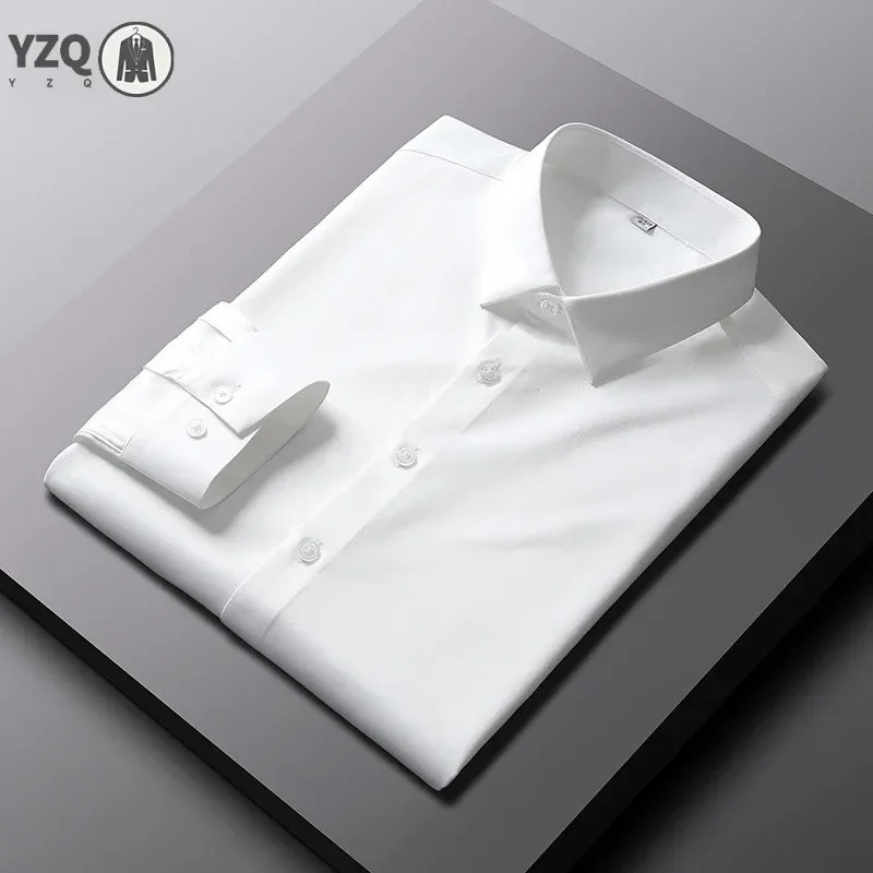 Mens Casual and Fashionable Long Sleeved Solid Color Shirt Non Ironing Wrinkle Resistant Business Top 250725