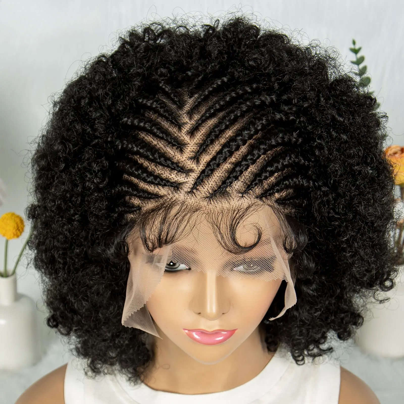 180 250 Density Afro Kinky Curly Short Bob Human Hair 13x4 Curly Lace Front Wigs With Baby Hair Ready To Wear Synthetic Wig
