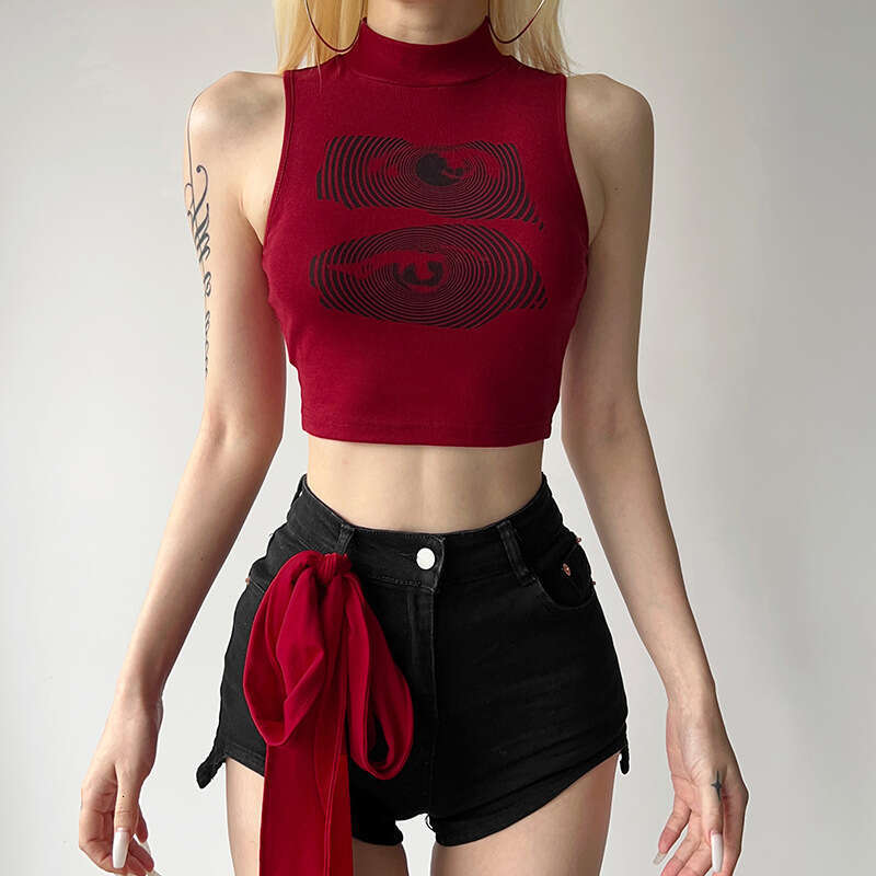 Clothing 2023 Summer New Women's Street Fashion Letter Print Crop Top Vest for Women 8ee