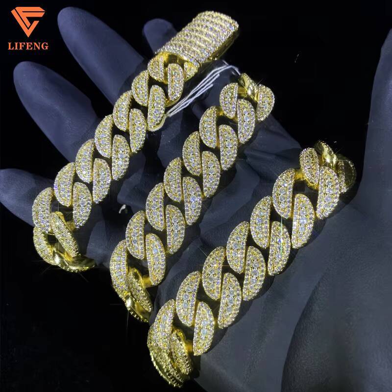Luxury Chunky Moissanite 18mm Cuban Links Top Quality Chunky Heavy Rapper Jewelry Iced Out Moissanite Diamond Cuban Link Chain