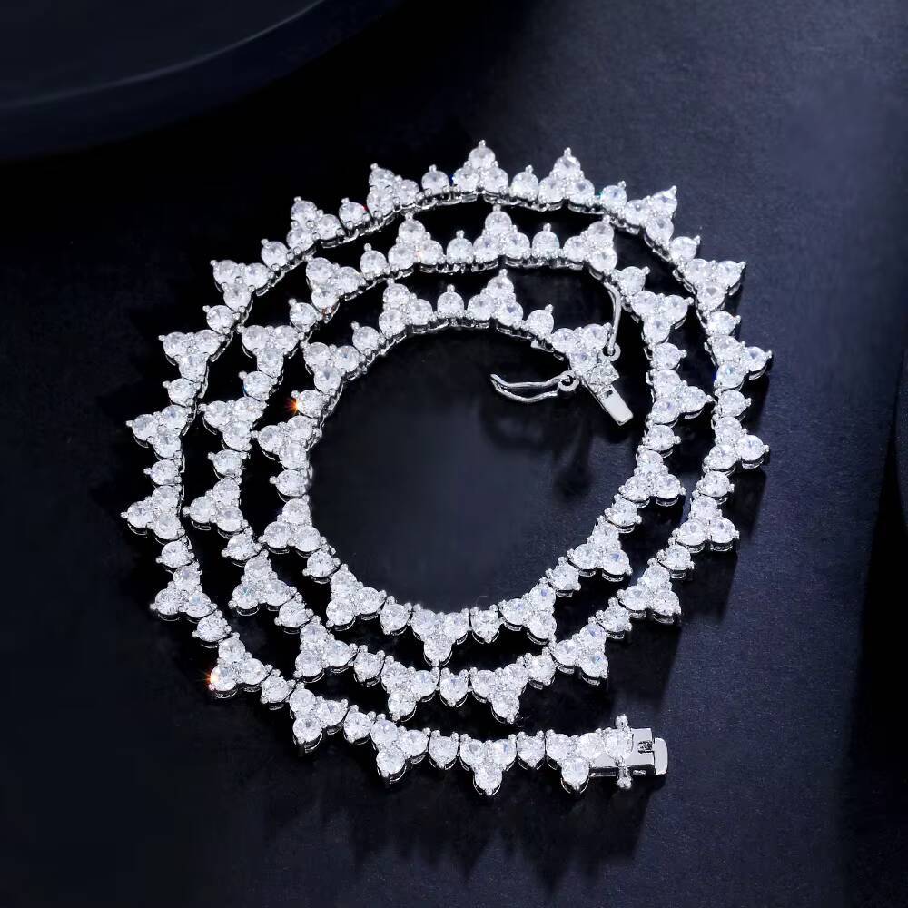 Glamorous Shiny Round Cut Cubic Zircon Wedding Necklace for Women Bridal Engagement Classy Jewelry Accessories