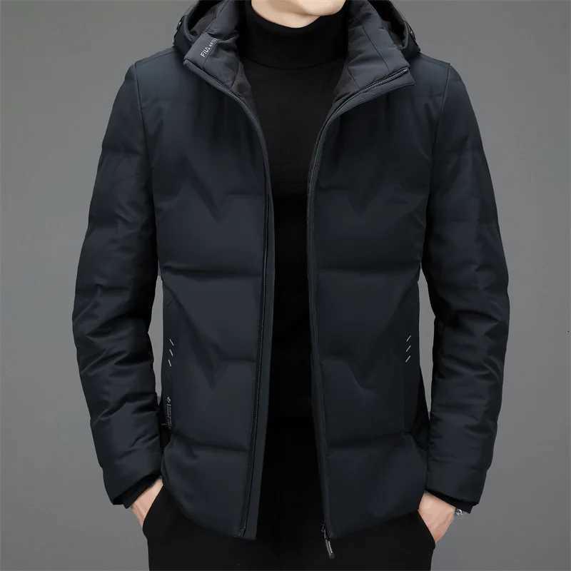 Casual Mens Hooded Duck Down Jackets Winter Business Windproof Wear Warm Puffer Coats Outdoor Solid Down Padded Tops Clothing X250725